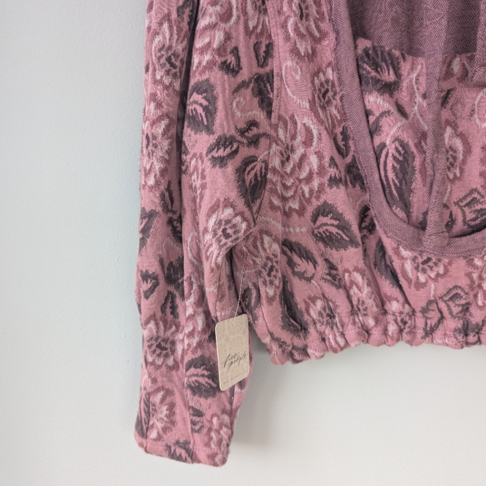 NWT Free People Jaquard Dusty Rose Floral Print Open Back Top - Picture 16 of 16